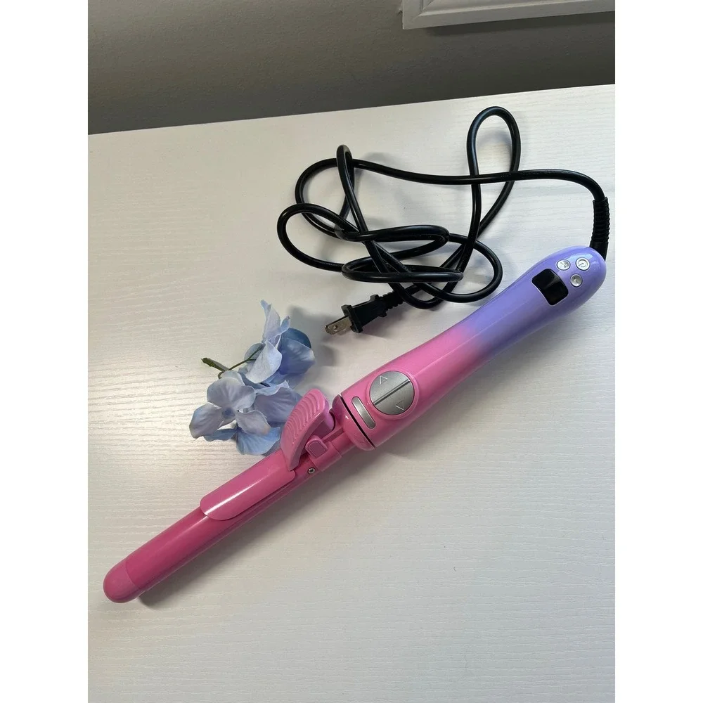 Pink Purple Ombre Automatic Rotating Ceramic Curling Iron Hair Styler 110-240V
